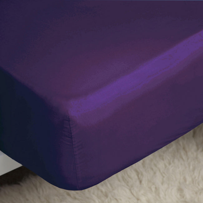 Mauve - Front - Belledorm Easycare Percale Fitted Sheet