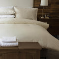 Ivory - Back - Belledorm 540 Thread Count Satin Stripe Duvet Cover Set