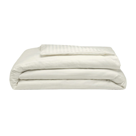 Ivory - Front - Belledorm 540 Thread Count Satin Stripe Duvet Cover Set
