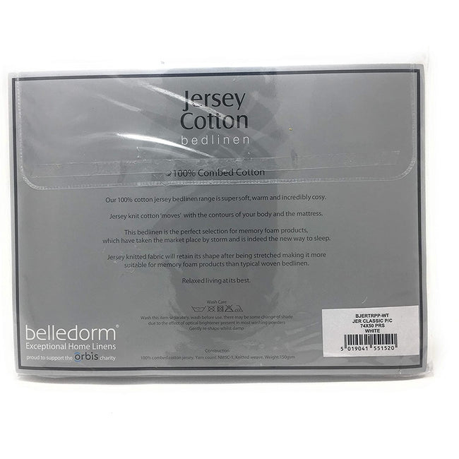 White - Back - Belledorm Jersey Cotton Contour Pillowcase (Pair)