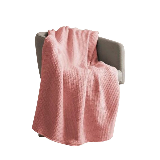 Coral - Front - Belledorm Luxury Waffle Throw