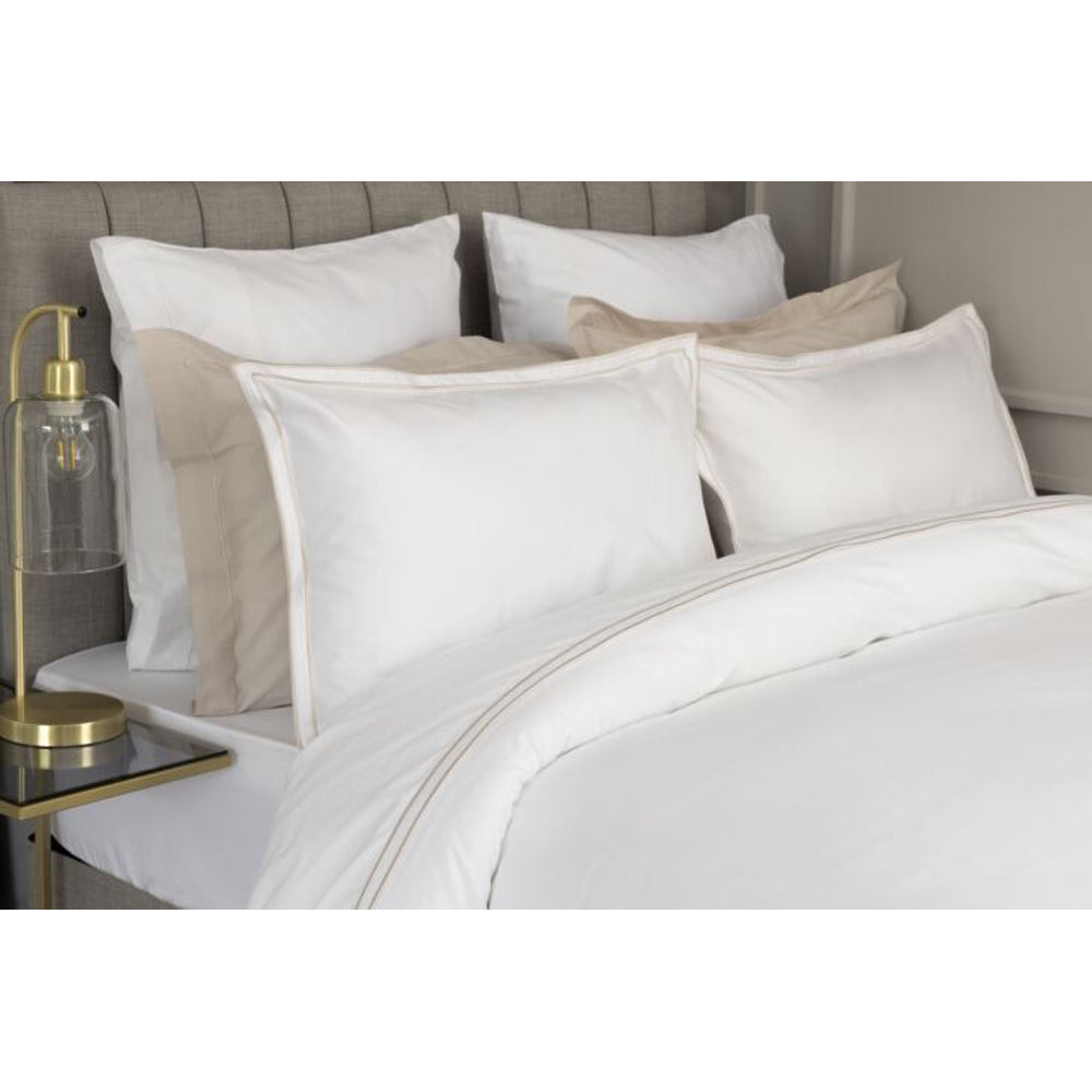 Oyster - Back - Belledorm Savoy Embroidered Detail Flat Sheet
