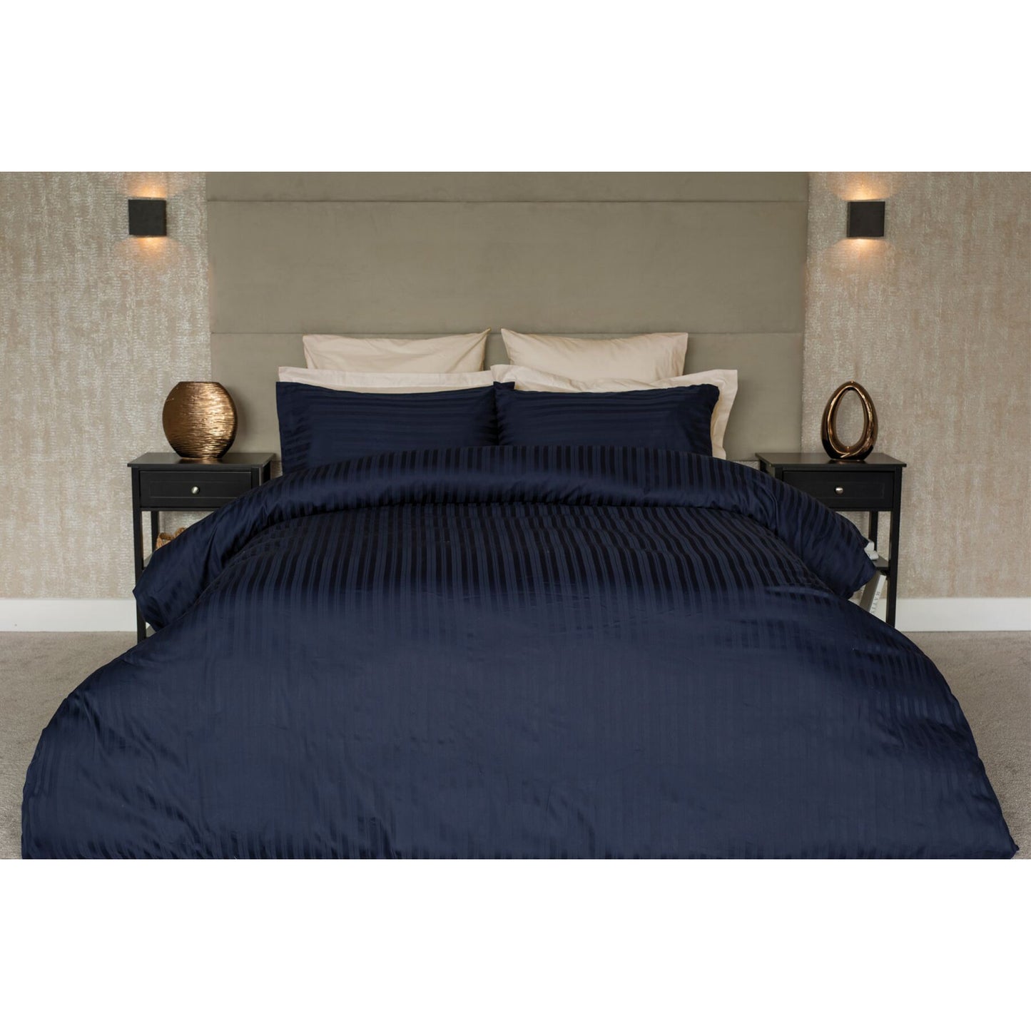 Navy - Side - Belledorm Hotel Tribeca Duvet Cover Set