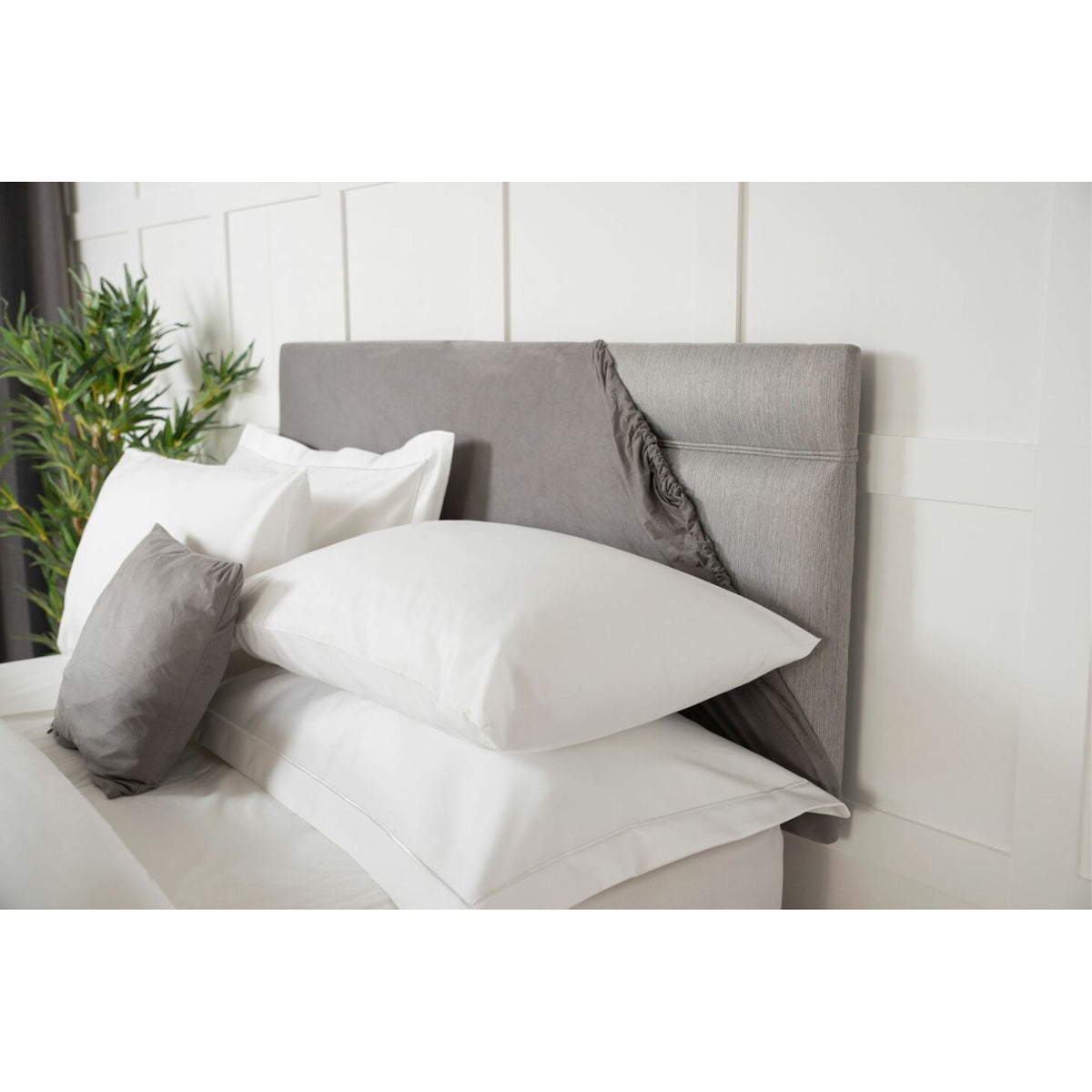 Charcoal - Side - Belledorm Faux Suede Plain Headboard Cover