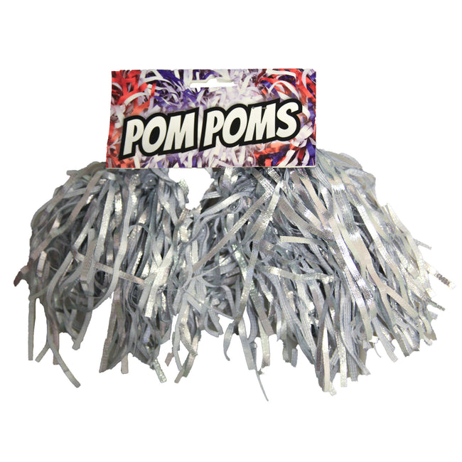 Silver-White - Back - Bristol Novelty Pom Poms (Pair)