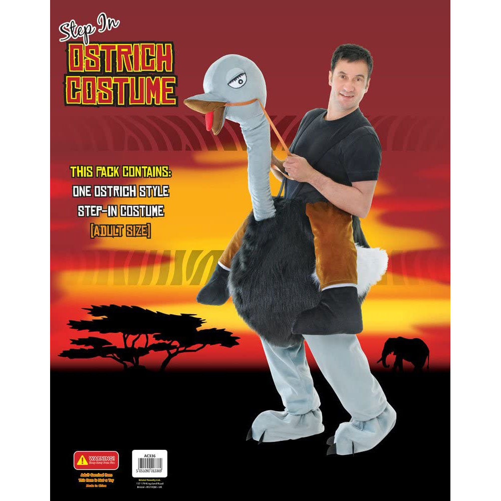 Black-Grey-Brown - Back - Bristol Novelty Unisex Adults Step In Ostrich Costume