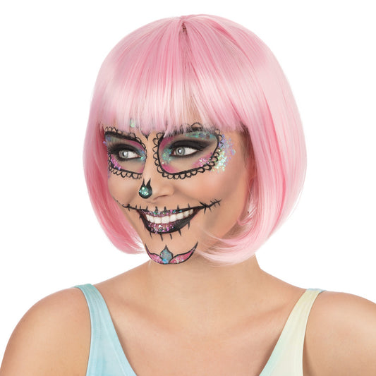 Pastel Pink - Front - Bristol Novelty Womens-Ladies Festival Elegance Short Wig