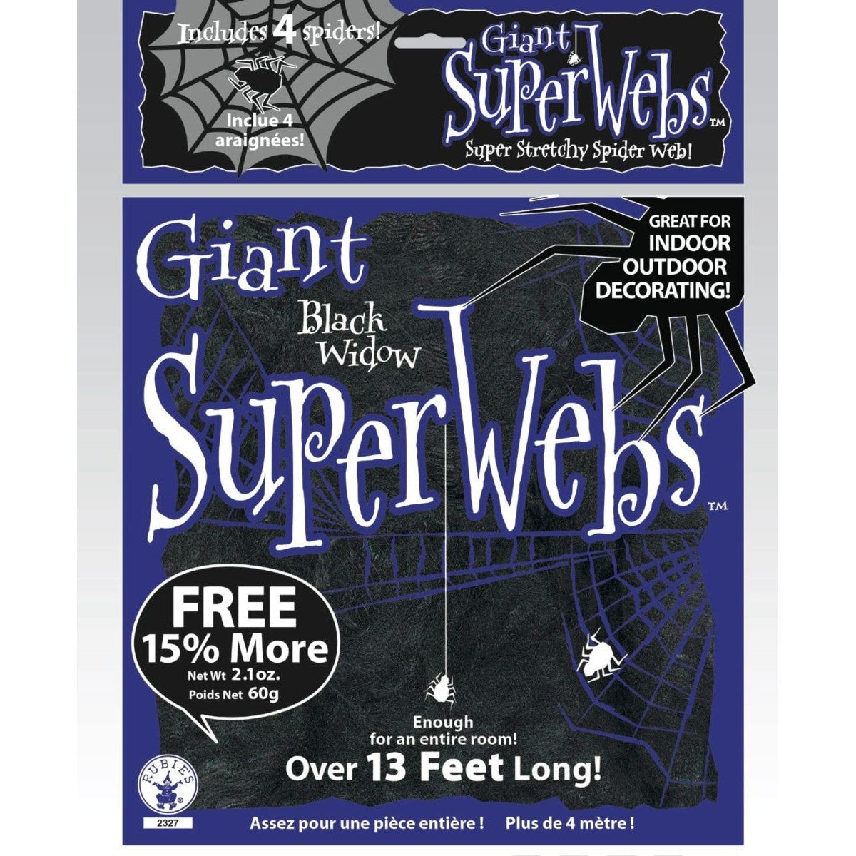 Black - Front - Rubies Stretch Spider Web Halloween Decoration