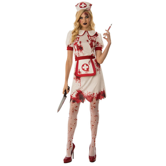 White-Red - Front - Bristol Novelty Womens-Ladies Bloody Nurse Costume