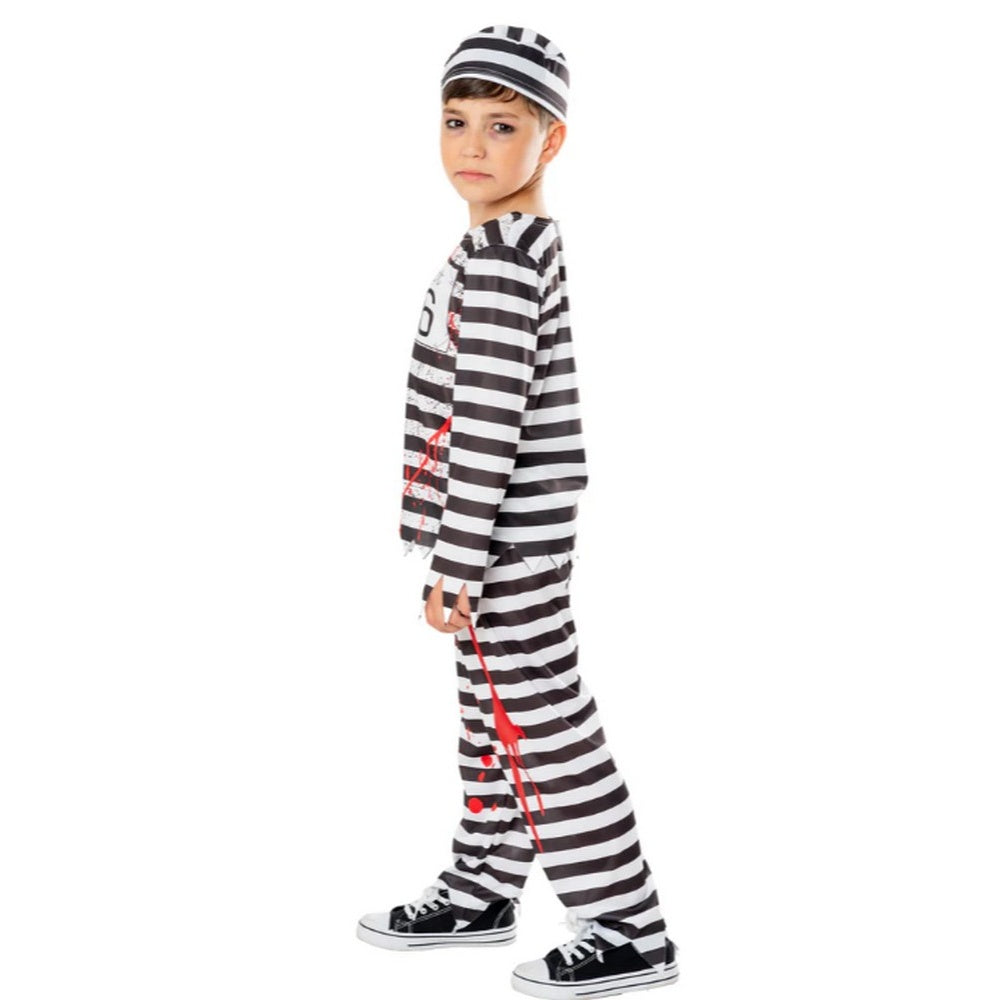Black-White - Back - Bristol Novelty Boys Convict Zombie Costume