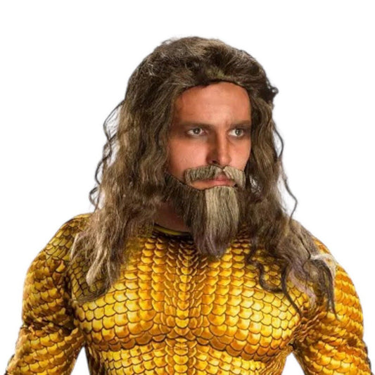 Brown - Front - Aquaman Unisex Adult Beard & Wig Set