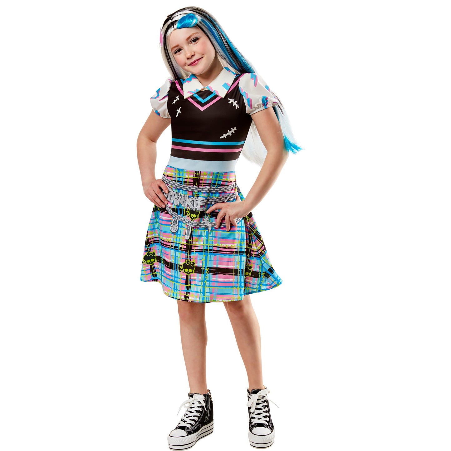 Pink-Blue-Black - Back - Monster High Girls Frankie Stein Costume