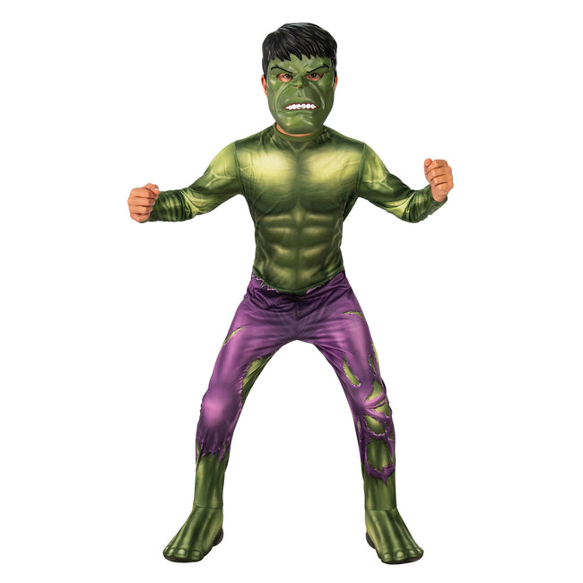 Green-Purple - Side - Avengers Childrens-Kids Hulk Costume Set