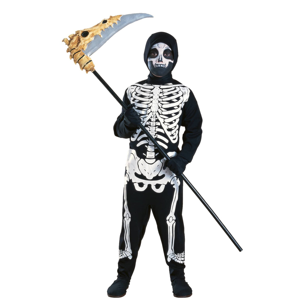 Bristol Novelty Skelett-Zombie-Kostüm (Weiß) – Inkl. Jumpsuit, Kapuzenmaske, Hut & Handschuhe Für Halloween