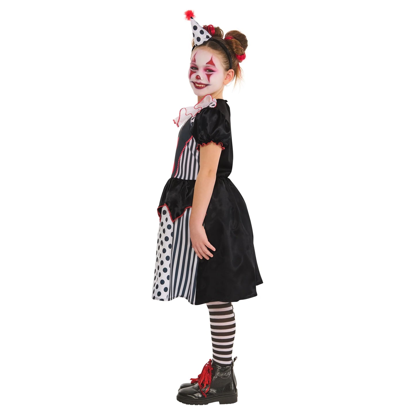 Black-White-Red - Side - Bristol Novelty Girls Clown Costume