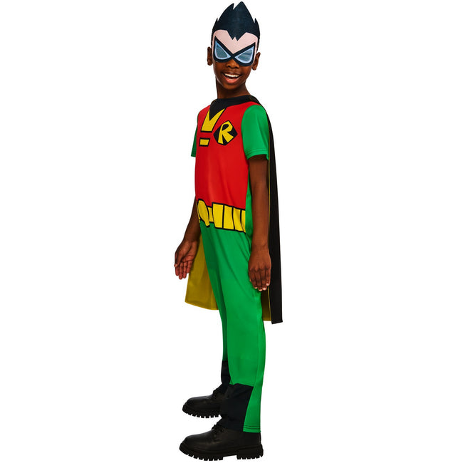 Green-Red-Yellow - Side - Teen Titans Go Childrens-Kids Robin Costume
