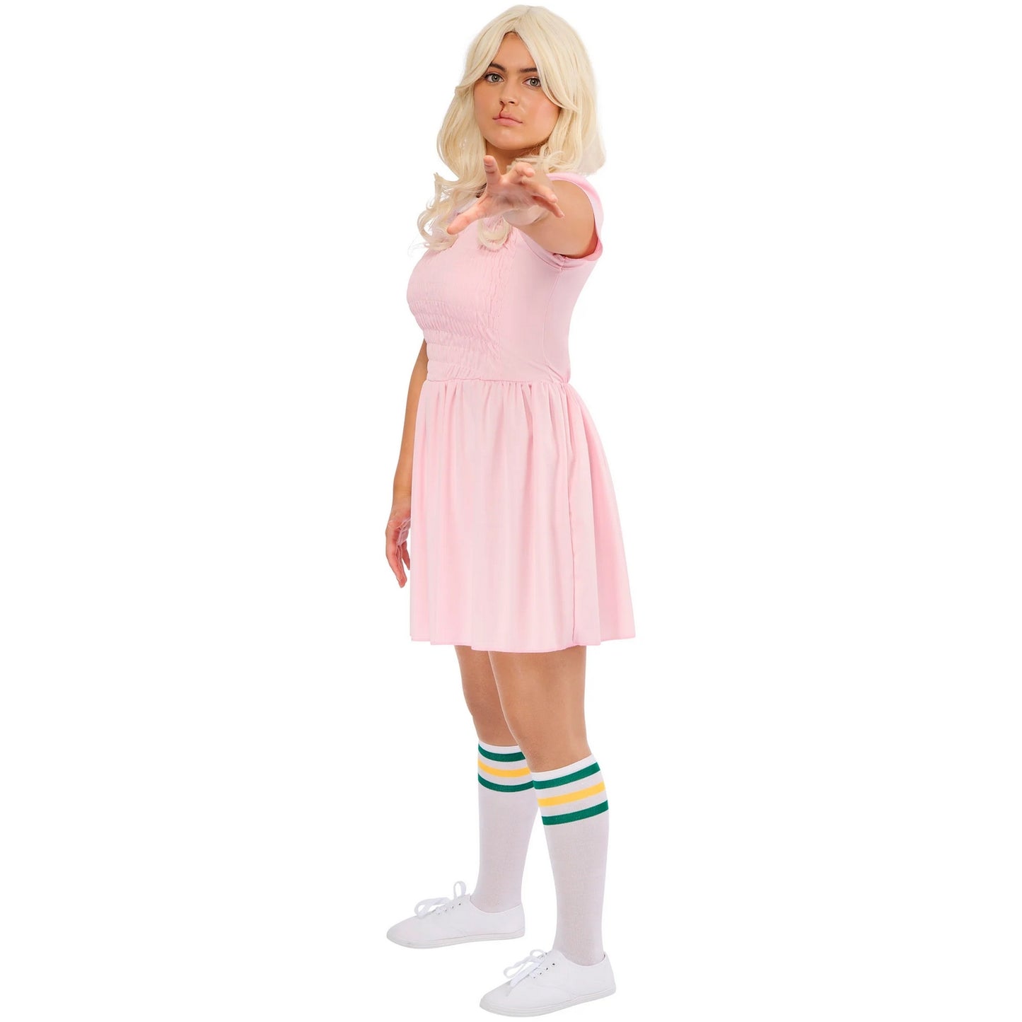Pink - Side - Stranger Things Womens-Ladies Eleven Costume