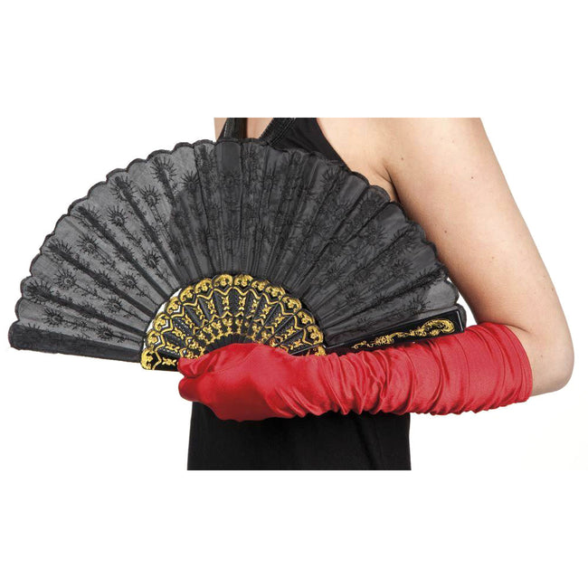 Red - Back - Bristol Novelty Lace Fan