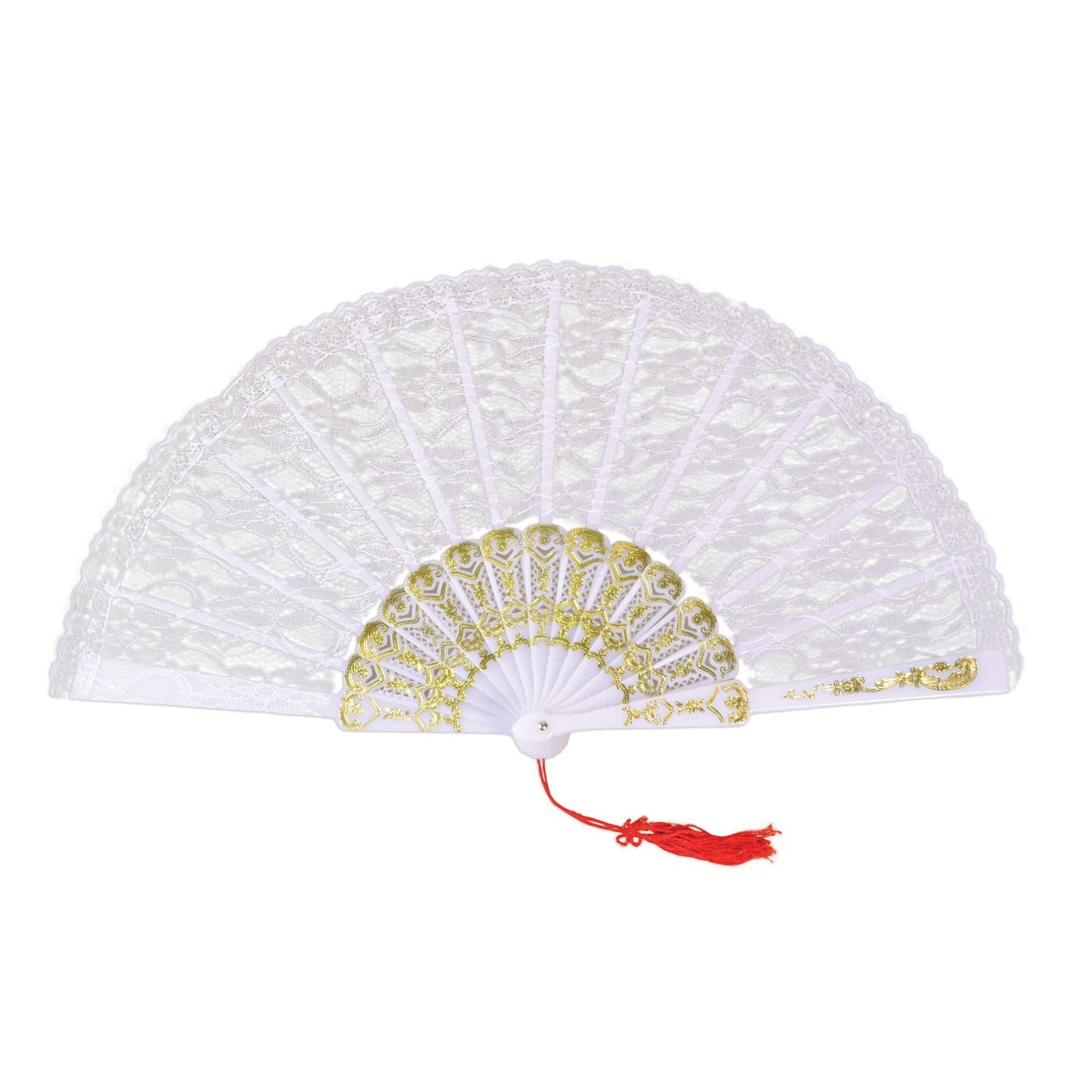 White - Front - Bristol Novelty Lace Fan