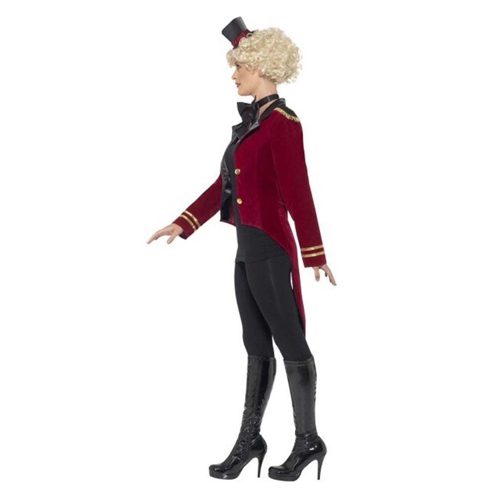 Maroon-Black - Side - Smiffys Womens-Ladies Ringmaster Costume Set
