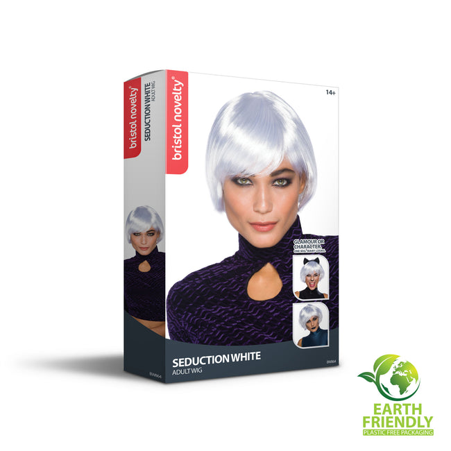 White - Back - Bristol Novelty Unisex Adults Short Bob Wig