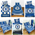 Blue-White - Back - Chelsea FC Official Football Patch Single Duvet And Pillow Case Set
