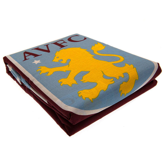 Burgundy-Yellow-Light Blue - Front - Aston Villa FC Pulse Reversible Duvet Cover Set