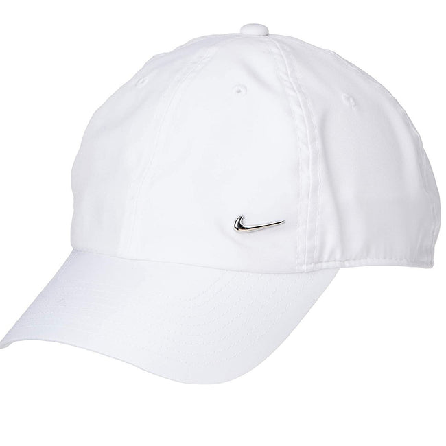 White - Front - Nike Unisex Adult Metal Swoosh Cap