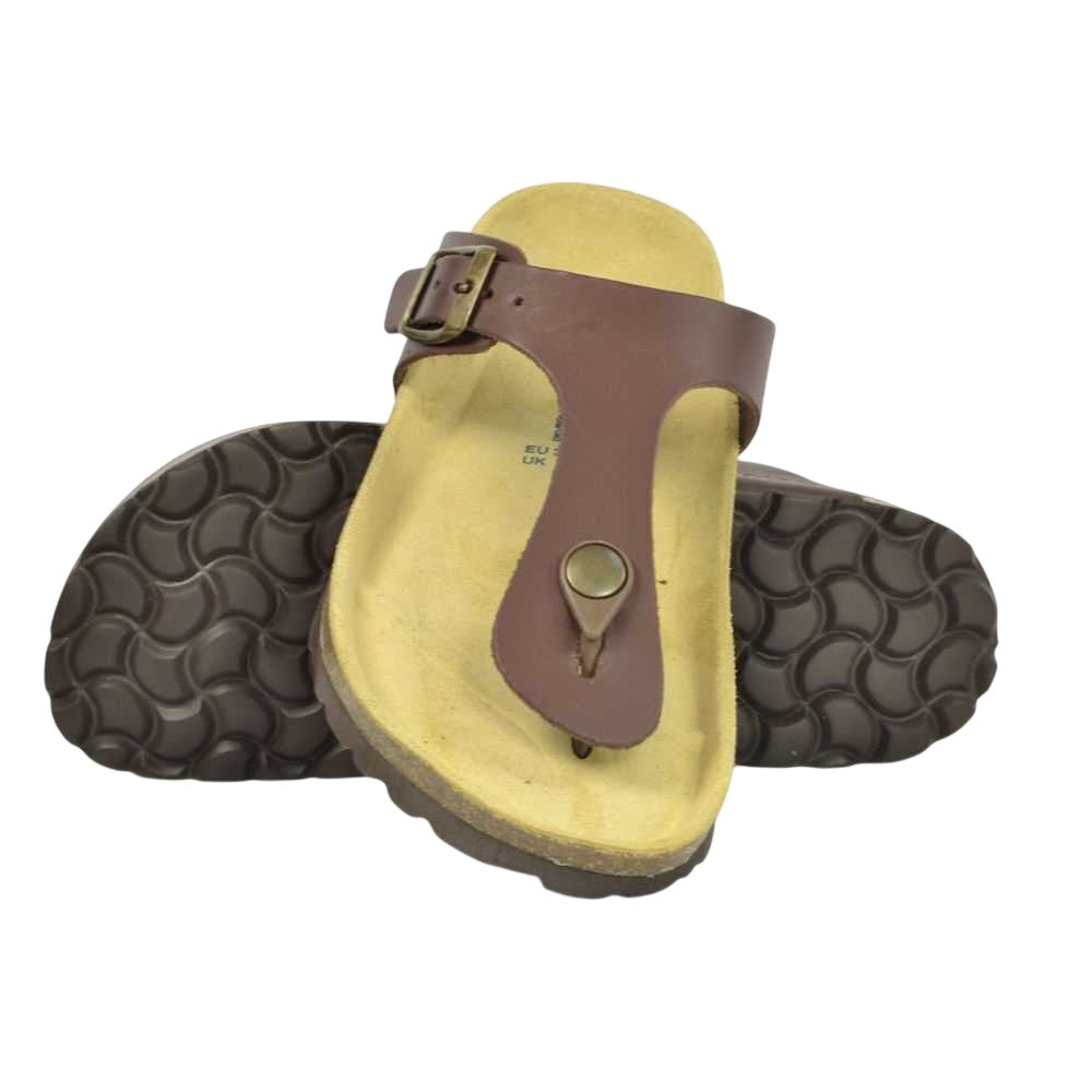 Dark Brown - Lifestyle - Sanosan Womens-Ladies Geneve Designer Leather Sandals