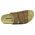 Brown - Side - Sanosan Mens Lisbon Leather Sandals
