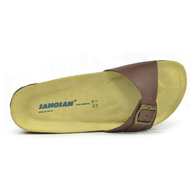 Dark Brown - Side - Sanosan Womens-Ladies Malaga Leather Sandals