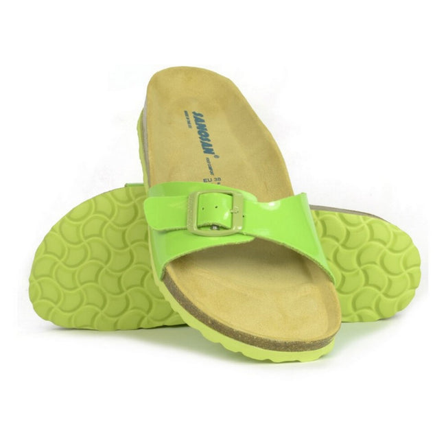 Green-Brown - Side - Sanosan Womens-Ladies Malaga Lacquered Sandals