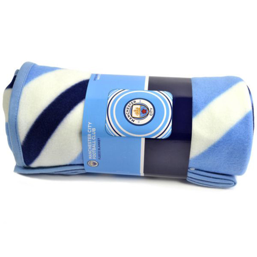 Blue-White - Pack Shot - Manchester City FC Fleece Pulse Blanket