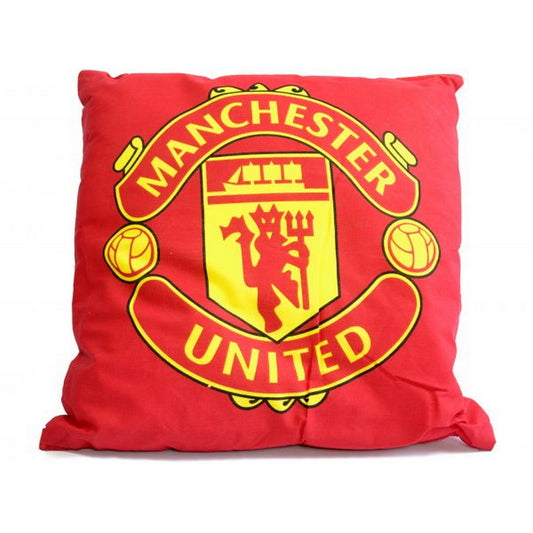 Red-Yellow - Front - Manchester United FC Crest Filled Cushion