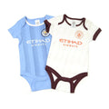 Sky Blue-White-Claret Red - Front - Manchester City FC Baby Home & Away Kit Bodysuit (Pack of 2)