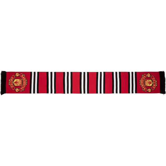 Red-Yellow-Black - Front - Manchester United FC Stripe Jacquard Knitted Scarf