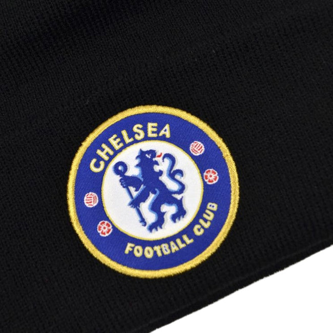 Navy Blue - Side - Chelsea FC Unisex Adult Crest Knitted Beanie