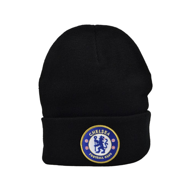 Navy Blue - Front - Chelsea FC Unisex Adult Crest Knitted Beanie