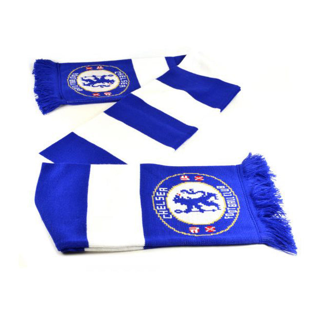Blue-White - Side - Chelsea FC Official Football Jacquard Bar Scarf