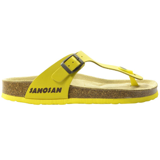 Yellow - Front - Sanosan Womens-Ladies Geneve Leather Flip Flops