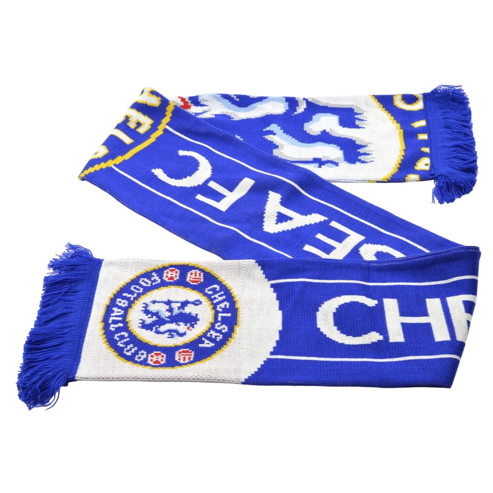 Royal Blue-White - Back - Chelsea FC Crest Jacquard Scarf