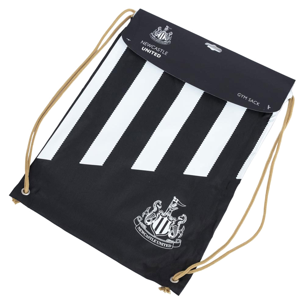 Black-White - Side - Newcastle United FC Stripe Drawstring Bag