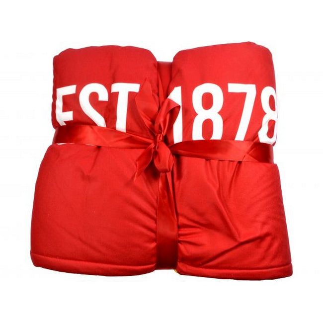 Red-Yellow - Front - Manchester United FC Core Plush Stripe Sherpa Lined Blanket