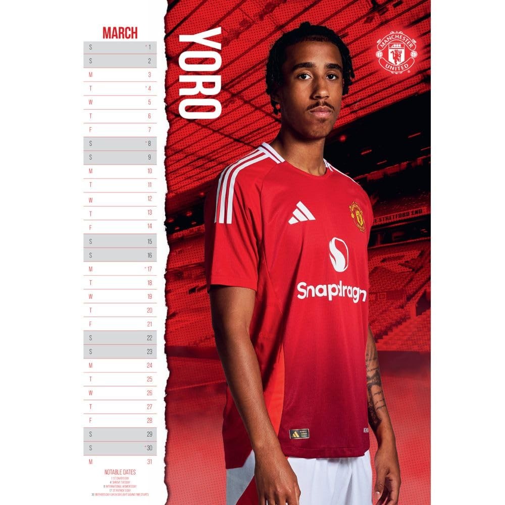 Red-White-Yellow - Pack Shot - Manchester United FC 2025 A3 Wall Calendar