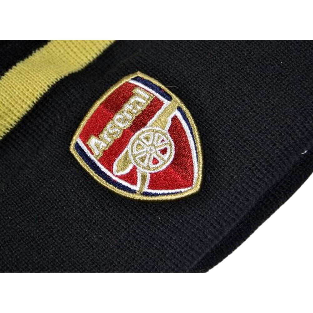 Black-Gold - Side - Arsenal FC Striped Bobble Beanie
