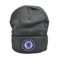 Dark Grey - Front - Chelsea FC Bronx Crest Knitted Turn Up Hat