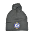 Dark Grey - Back - Chelsea FC Crest Knitted Bobble Hat