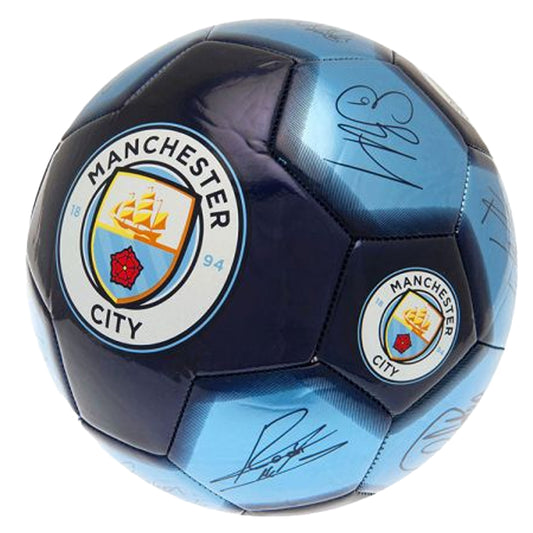 Sky Blue-Blue-White - Front - Manchester City FC Printed Signature Mini Football