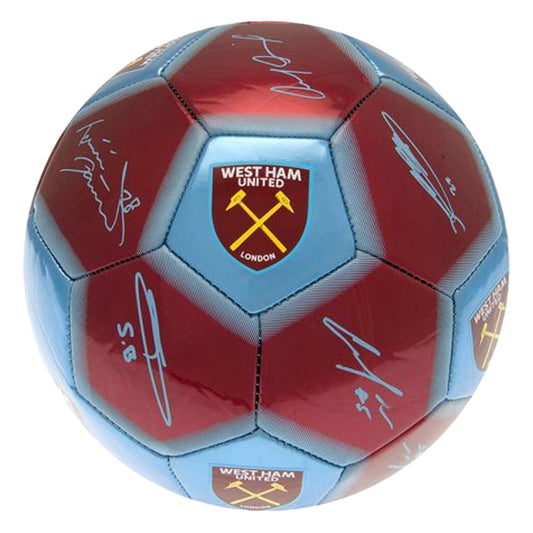 Claret-Sky Blue-Yellow - Front - West Ham United FC Printed Signature Mini Football