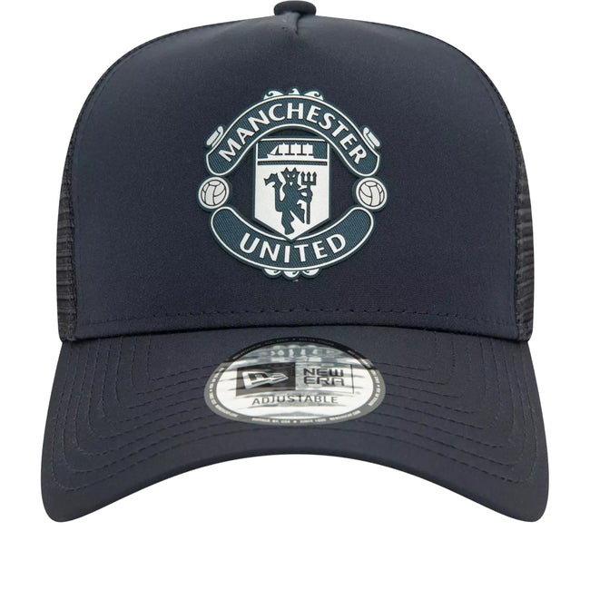 Navy - Front - Manchester United FC New Era Rubber Badge Trucker Cap